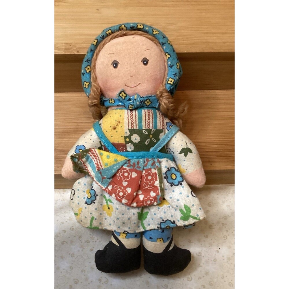HOLLY HOBBIE Original 6" Rag Doll Knickerbocker 1974 Made in Taiwan with Apron